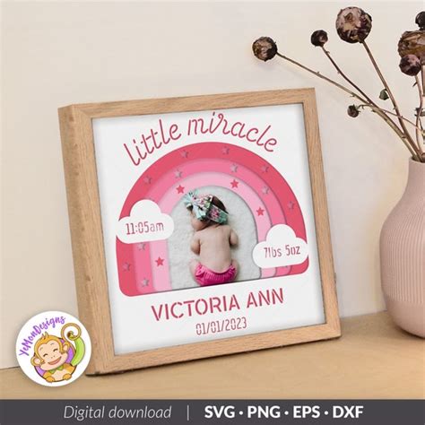 Customizable 3d Baby Stats Shadow Box Svg Baby Birth Etsy