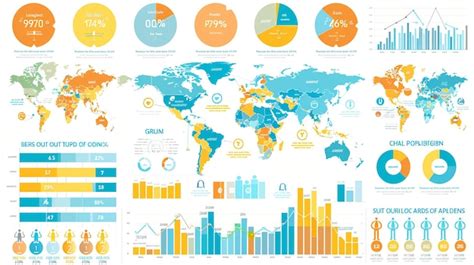 Colorful Infographic With World Map Charts And Graphs Premium Ai