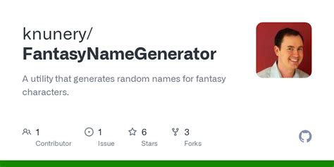 Github Knunery Fantasynamegenerator A Utility That Generates Random