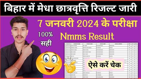 Nmms Result 2024 Class 8th बिहार मेधा छात्रवृत्ति का रिजल्ट आ गया