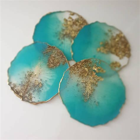 Turquoise Resin Coasters Etsy