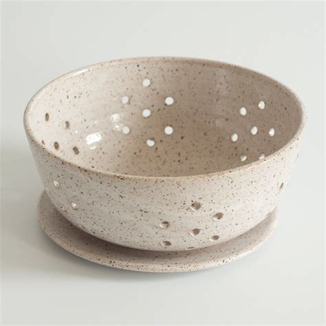 Large Ceramic Berry Bowl Perfect For Draining A Bounty Of Berries