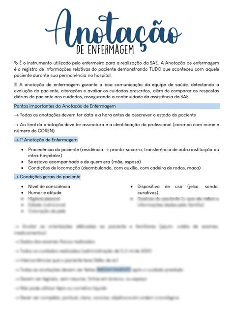 SOLUTION Anota O De Enfermagem Studypool