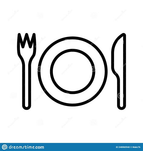 Plate Fork And Knife Icon Dinnerservice Tableware Stock Vector