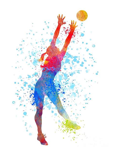 Netball Player Watercolour Sports Netball Gifts Painting By Gary