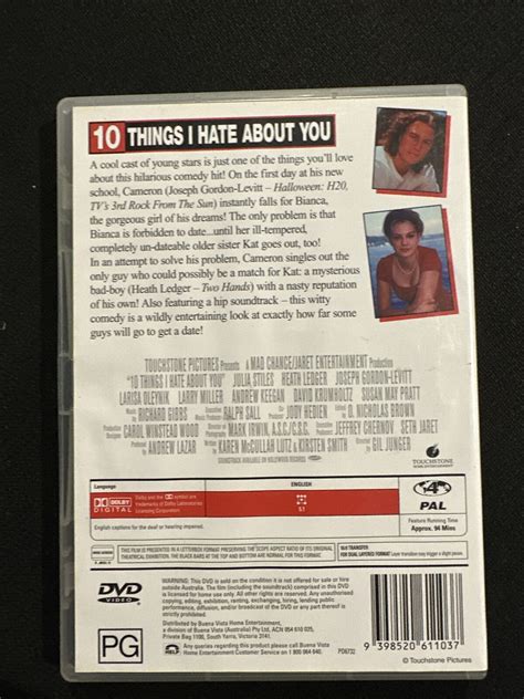 10 Things I Hate About You Dvd 1999 Pal Region 4 Heath Ledger Free