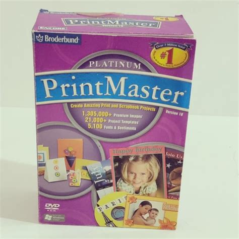 Broderbund Media Printmaster Platinum Dvd Rom 997207 Windows Vista