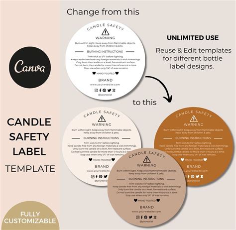 Candle Safety Label Template Editable Printable Candle - Etsy