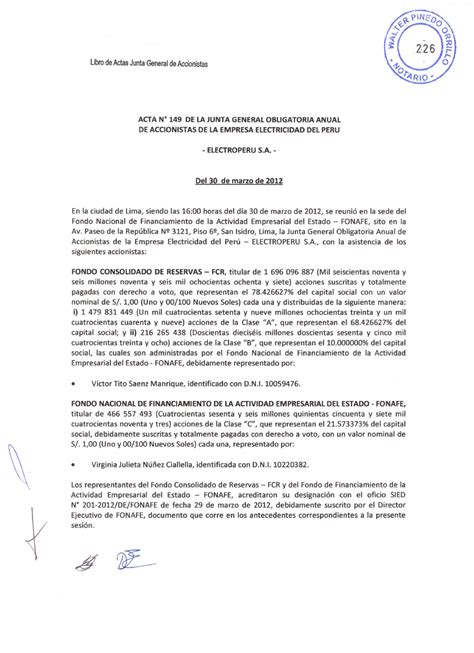 Modelo de Acta de Junta General ACTA Nº 149 DE LA JUNTA