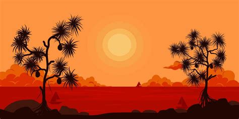 Beach Silhouette Sunset Background 25425781 Vector Art at Vecteezy