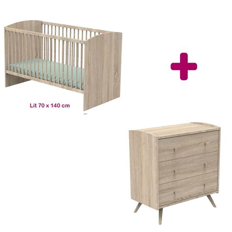 Chambre Duo Access Bois Lit 70x140 Commode Sauthon