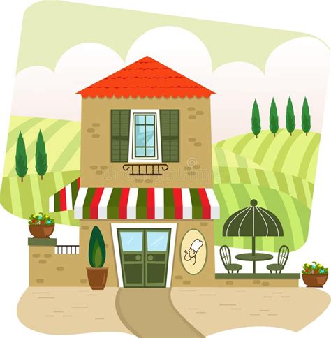 Italian Restaurant Cartoon Illustration