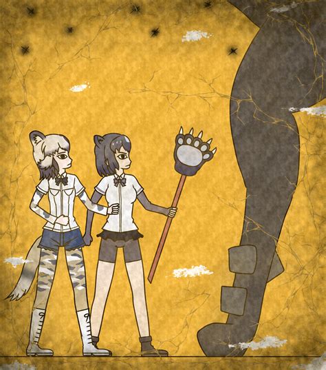 Brown Bear African Wild Dog And Black Cellien Kemono Friends Drawn