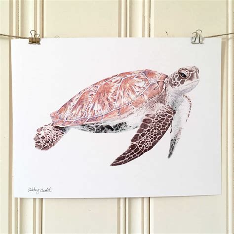 A Door Unlocked Full Color Pointillism Sea Turtle 9 X12 Print