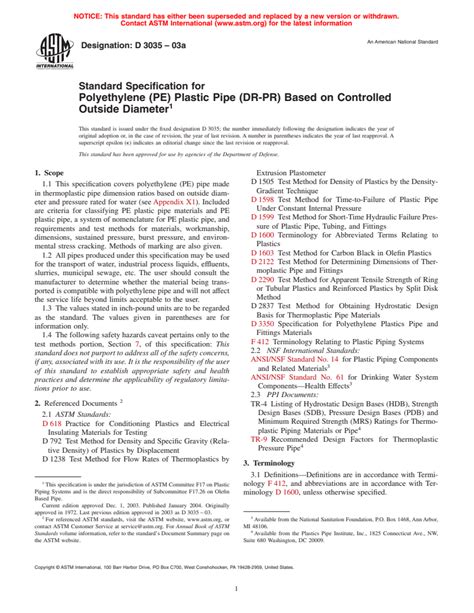 Astm D A Standard Specification For Polyethylene Pe Plastic