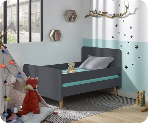 Lit Enfant Volutif Willow Gris Anthracite Avec Pieds