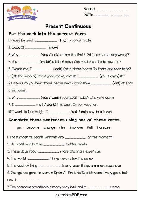 Complete These Sentences Using One Of These Verbs Put The Verb Into