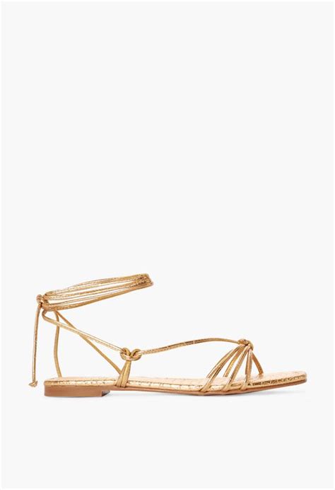 Aliz Flache Sandalen Zum Schn Ren Schuhe In Gold G Nstig Online