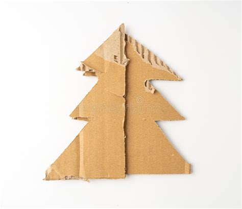 Cardboard Christmas Tree Fir Made Of Carton Piece Ripped Kraft Paper