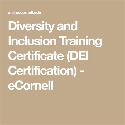 Diversity and Inclusion Training Certificate (DEI Certification) - eCornell | Improve employee ...