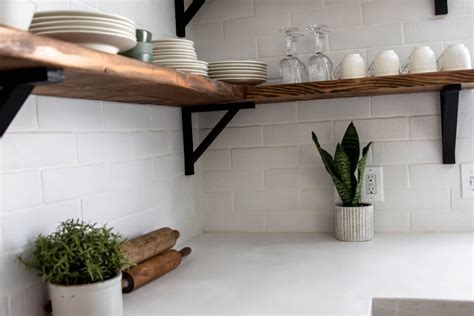 White Faux Brick Tile Backsplash Clover Lane