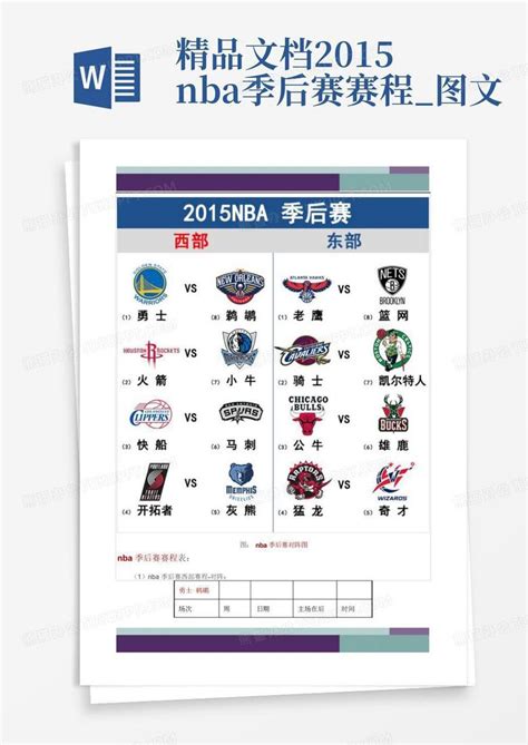 精品文档2015nba季后赛赛程图文word模板下载编号qwexdwdn熊猫办公