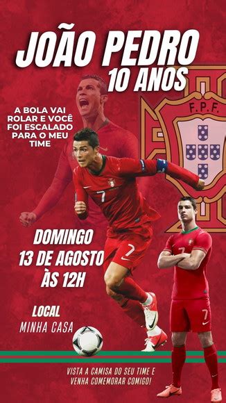 Convite Virtual Cristiano Ronaldo Cr7 Portugal Elo7