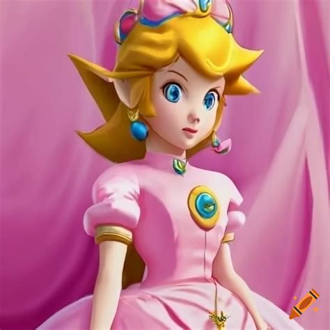 Link Cosplaying As Princess Peach In A Pink Silk Ballgown On Craiyon