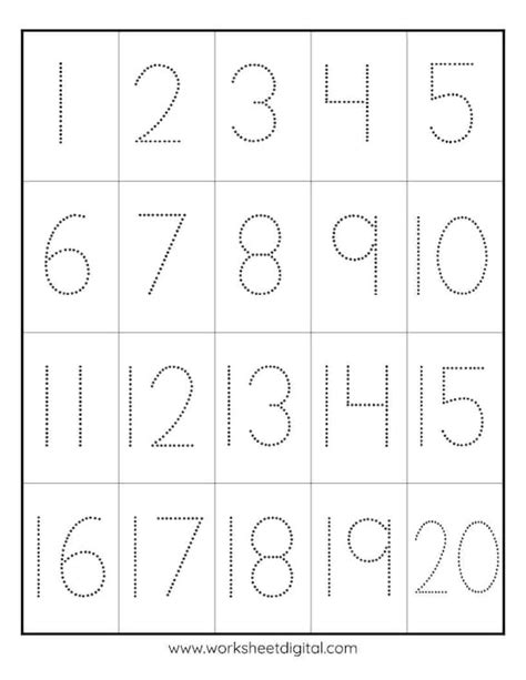 Number Tracing Practice 1 20 Tracing Worksheet Preschool Etsy Australia