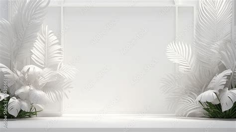 Fond D Un Mur Blanc En Int Rieur Avec Plantes Et Reflet De Lumi Re