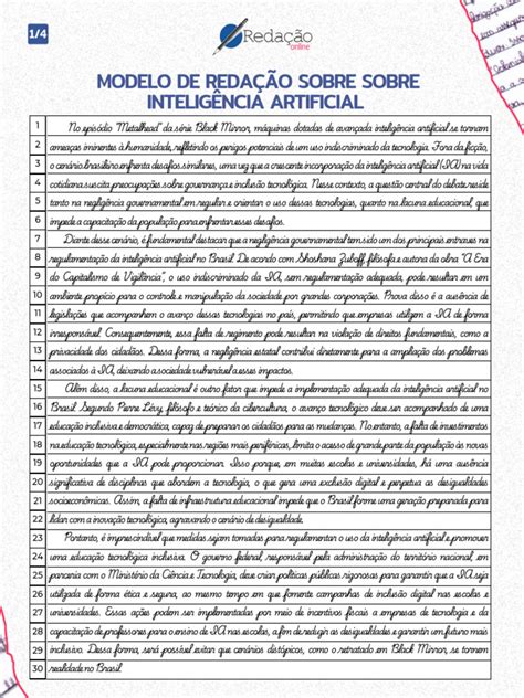 Redação Sobre Inteligencia Artificial