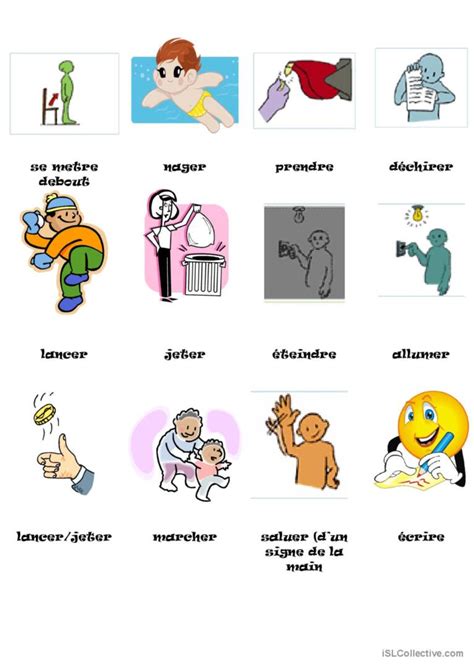 Verbes Dactions Dictionnaire Visuel… Français Fle Fiches Pedagogiques