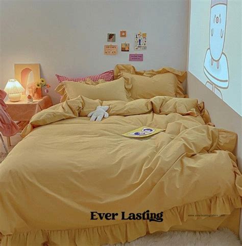 Ever Lasting Pastel Bedding Yellow Bedding Set Ruffle Queen Etsy