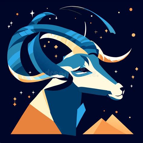 Goat Zodiac Sign Cartoon Illustration Of A Goat In The Starry Sky