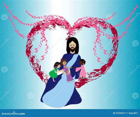 Jesus Love Children Stock Vector Illustration Of Cheerful 37634371