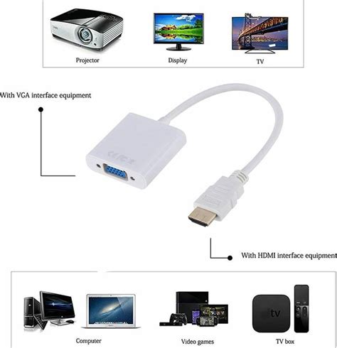 Zonixplay Hdmi To Vga Gold Plated Adapter Male To Female Compatible