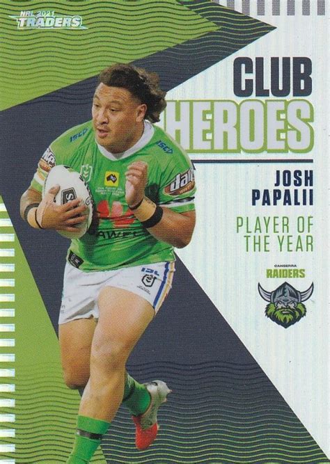 2021 Nrl Traders Club Hero Ch03 Josh Papalii Canberra Raiders Gold