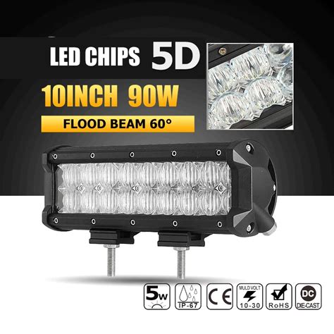 Oslamp W D Led Light Bar Flood Led Work Light Bar Offroad Led