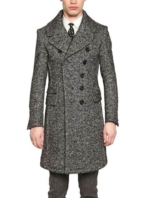 Lyst Burberry Prorsum Brushed Herringbone Wool Blend Coat In Gray For Men