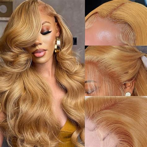 Amazon SPOU Honey Blonde Lace Front Wig Human Hair Body Wave 13x6