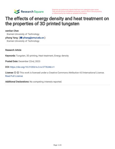 Pdf The Effects Of Energy Density And Heat Treatment On The