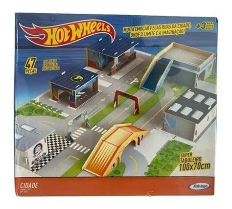 Pista Carrinho Cidade Madeira Hot Wheels Brinquedo Infantil