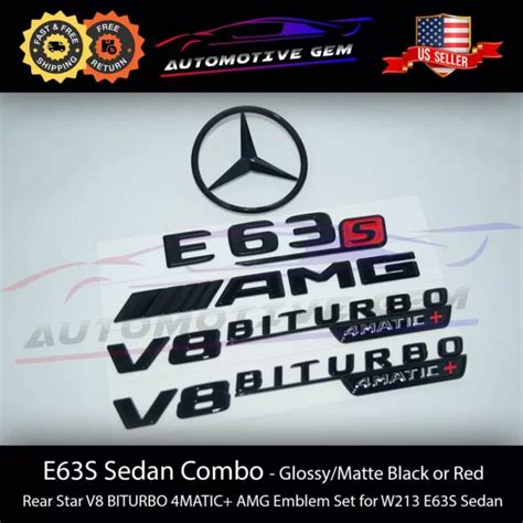 E S Amg V Biturbo Matic Rear Star Emblem Black Badge Combo Set