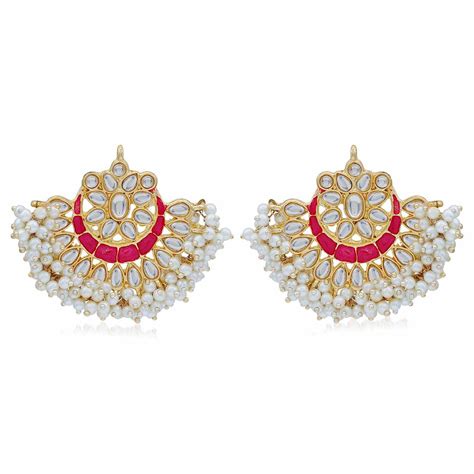 Buy Sukkhi Splendid Pearl Gold Plated Kundan Meenakari Chandbali