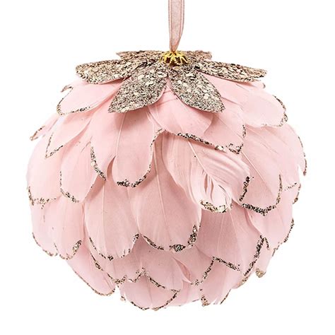 4 75 Pink Feather Ball Ornament Etsy Pink Christmas Decorations Pink Christmas Fabric