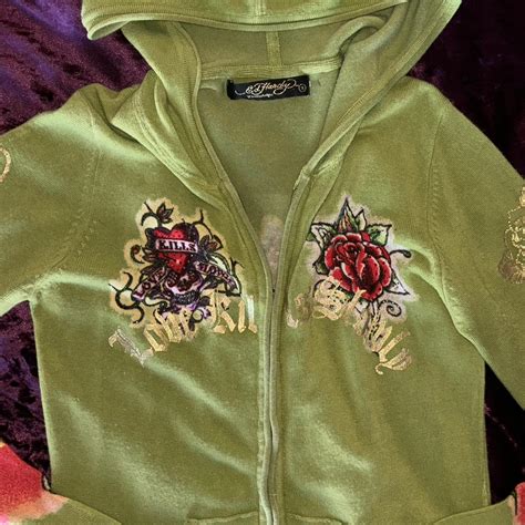 Matcha Green Ed Hardy Zip Up Hoodie This Jacket Is Depop