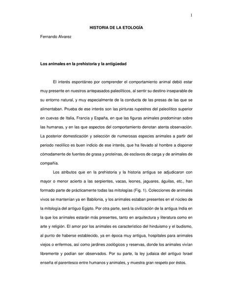 Historia De La Etologia Historia De La Etolog A Fernando Alvarez Los