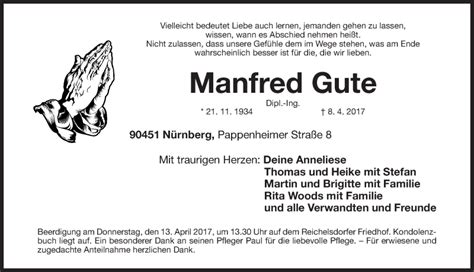 Traueranzeigen Von Manfred Gute Trauer Nn De