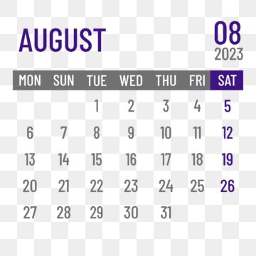 August Calendar Vector Png Images Purple August Calendar With