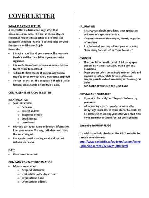 Cover Letter Guide Job Hunting Résumé